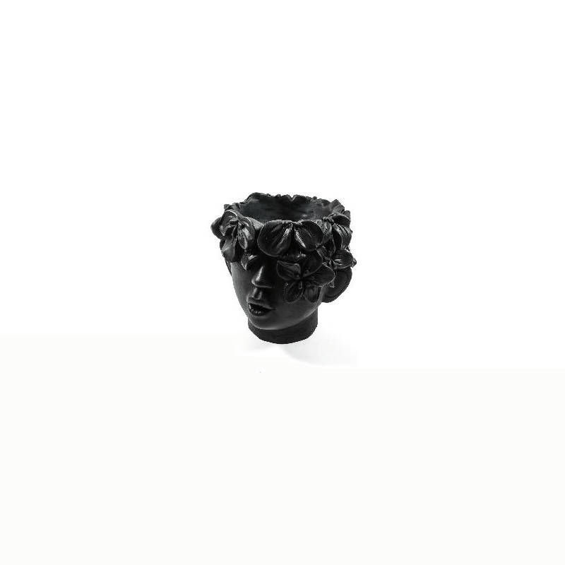 Vaso Fiori 48087 Putto 23X21Cm Nero Poliresina