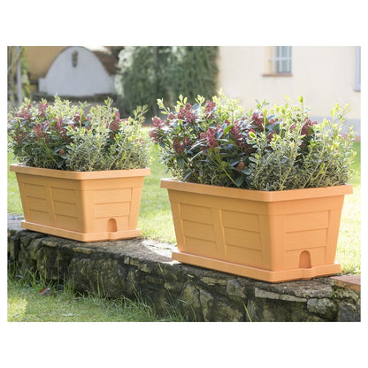 Fioriera in legno cotto da 80 cm per piante e fiori da giardino senza sottovaso (codice 31180)