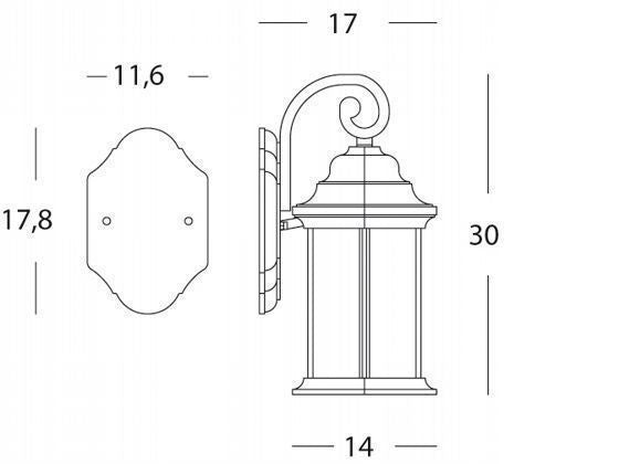 Applique In Basso E27  linea rude  ruggine