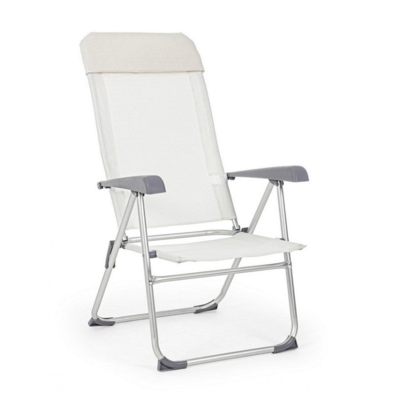 Garden lounge chair in aluminum and White CROSS fabric 58x62,5x h110 cm