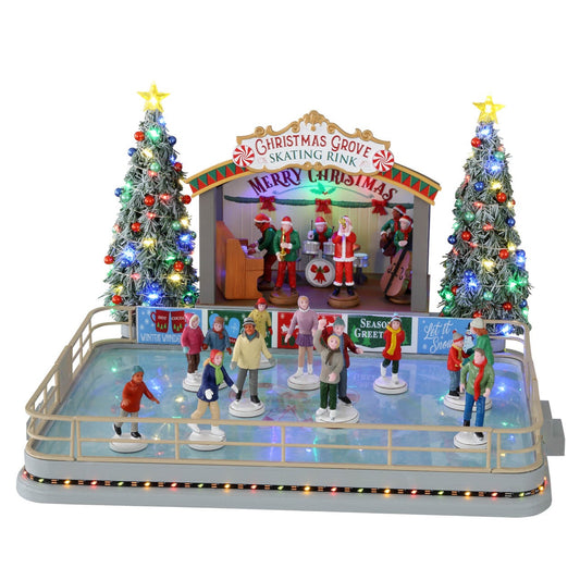 Lemax Christmas Grove Skating Rink - Pista Di Pattinaggio Di Christmas Grove Gioco invernale decorazione per villaggio Natale