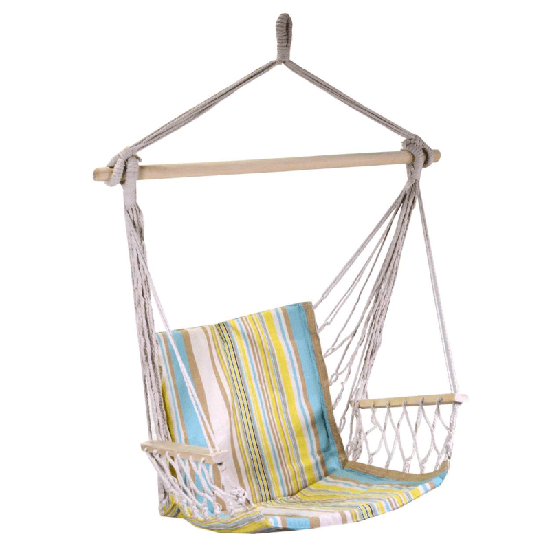 Rocking chair in yellow striped fabric cm50h100