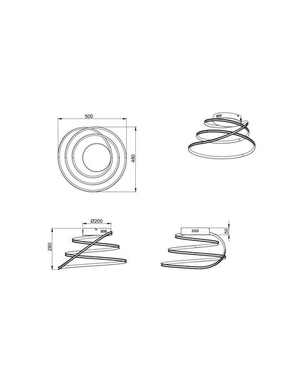 Plafoniera Design Vortice Cromo Led Dimmer 4000k Bologna Trio Lighting