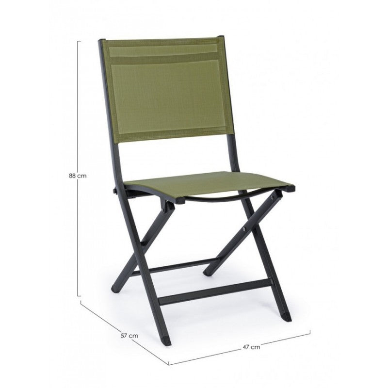 Sedia Per Esterno In Alluminio Antracite Verde Elin 47X57X H88 Cm