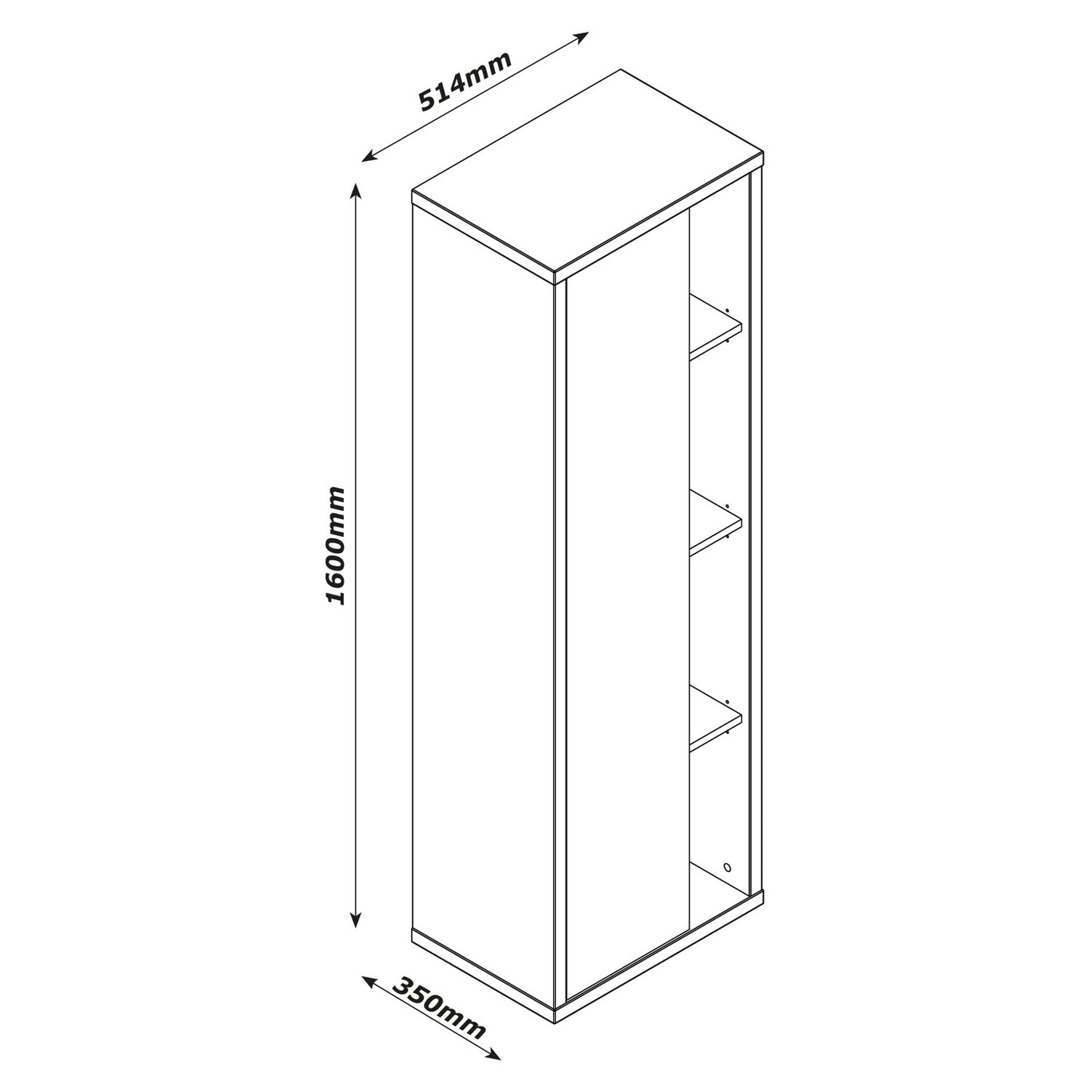 Mobile colonna con 1 anta e 4 vani - Ladama - Rovere Miele - 160x51.40x35.00 cm