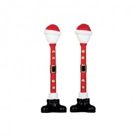 Set 2 Lampioni Babbo Natale per presepe h10,8 cm