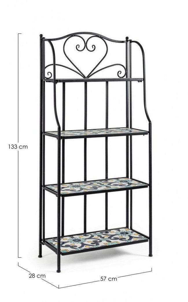 Libreria pieghevole Positano 4 piani in metallo stile country cm 57x28x133h Iperbriko