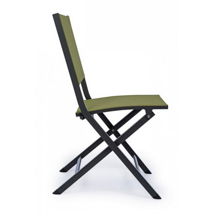 Sedia Per Esterno In Alluminio Antracite Verde Elin 47X57X H88 Cm