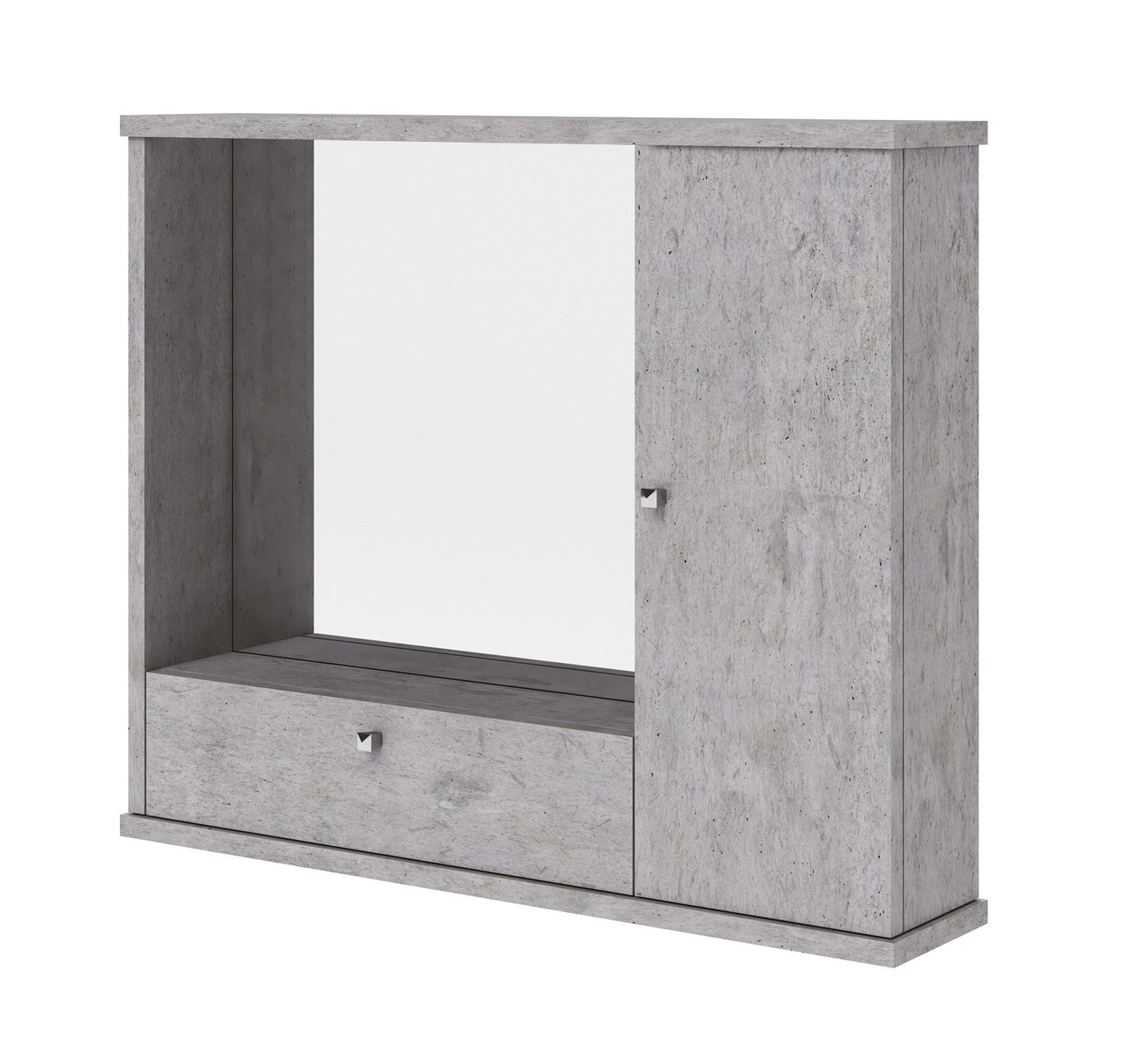 Specchiera bagno grigio cemento mobile arredo moderno 1 anta con ribalta h.61x73x14