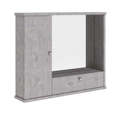 Specchiera bagno grigio cemento mobile arredo moderno 1 anta con ribalta h.61x73x14