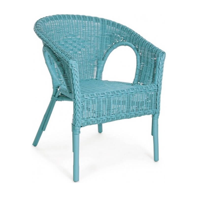 Poltrona Alliss blu in rattan