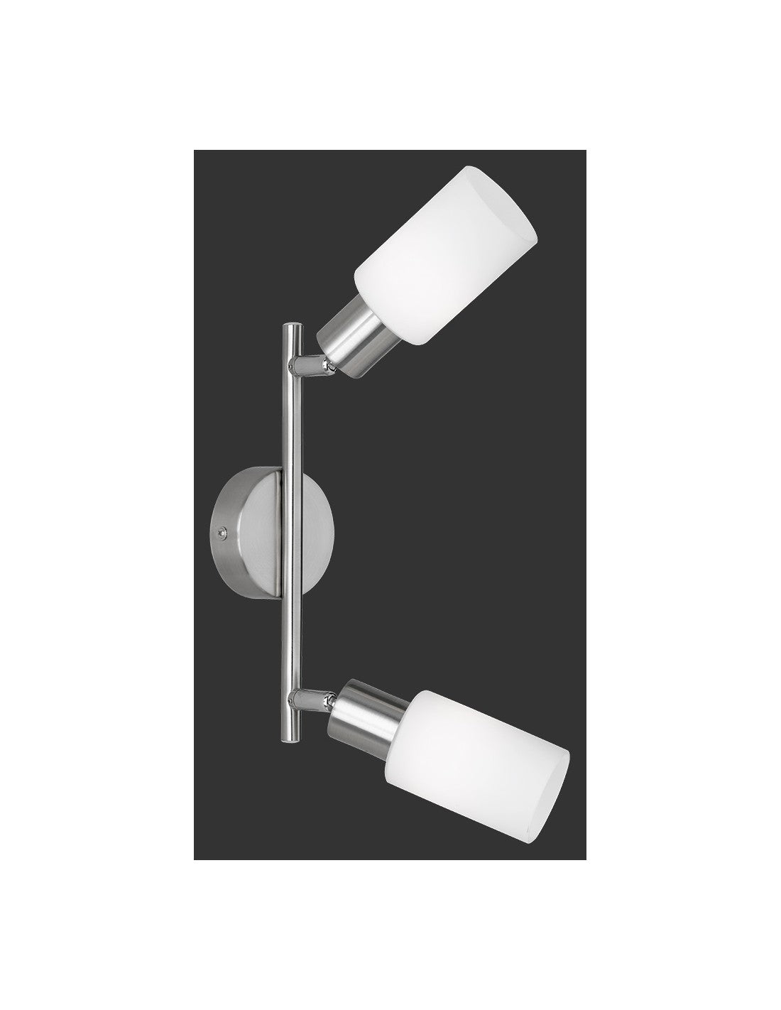 Lampada Soffitto Nichel 2 Spot Paralume Vetro Orientabili Mars Trio Lighting