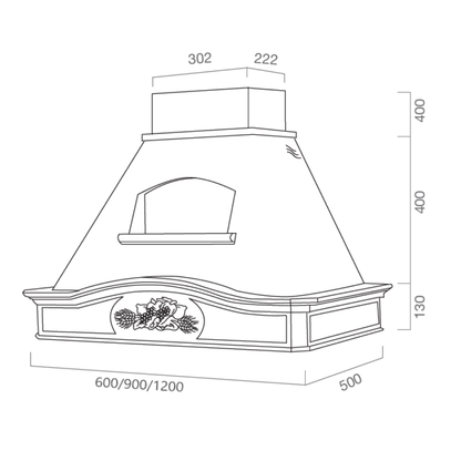 Cappa aspirante DÉSIRÉE in acciaio inox bianco e cornice in legno intarsio colore corda cm 120