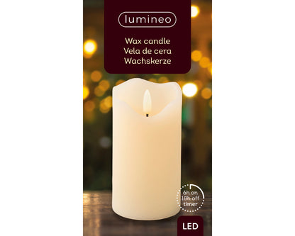 Candela LED a Stoppino Ondulato in Cera Stabile per Uso Interno H 13 x Ø 7 cm