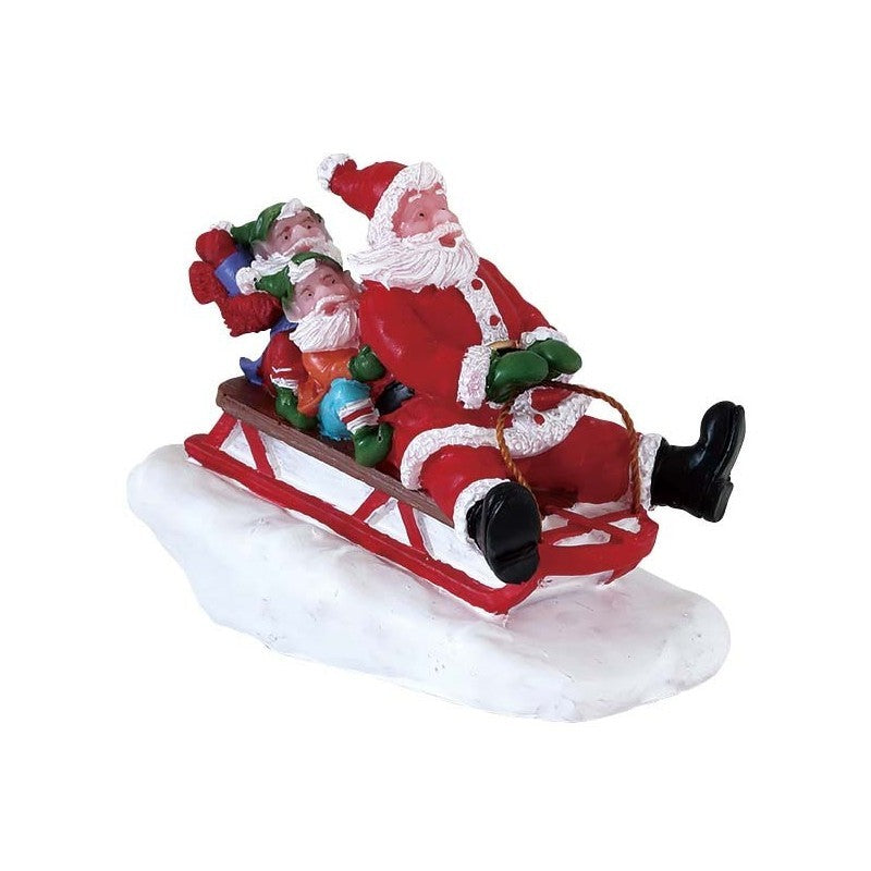 SLEDDING WITH SANTA Babbo Natale slitta Lemax