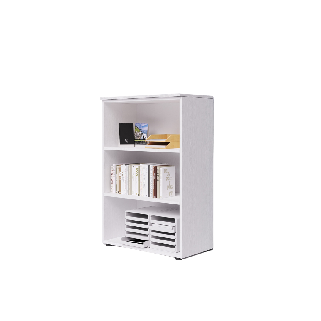 Modulo da ufficio a giorno tre vani con top  colore Bianco H129x90x45cm