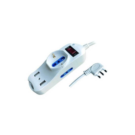 Multiprese 5 Prese Con Interruttore Schuko+Bipasso+Usb Sp.90° 10A