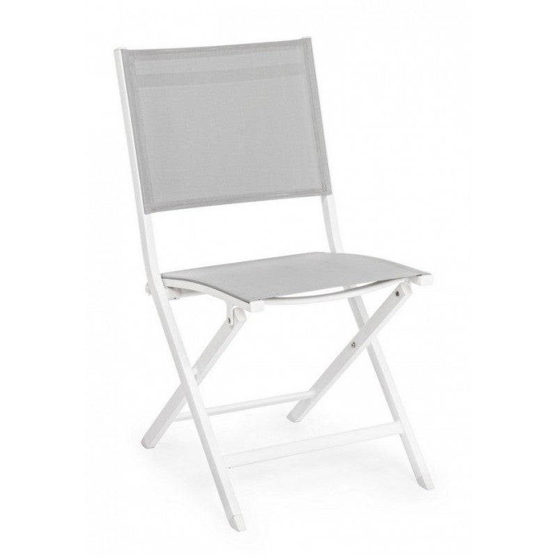 Sedia Per Esterno In Alluminio Bianco Grigio Elin 47X57X H88 Cm