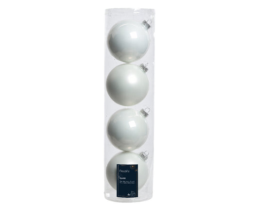 Box da 4 palline di Natale colore bianco ø10 cm