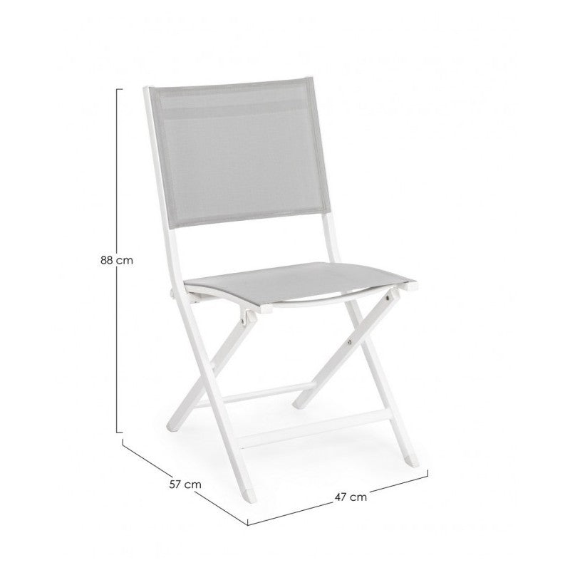 Sedia Per Esterno In Alluminio Bianco Grigio Elin 47X57X H88 Cm