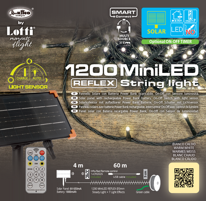 Catena Solare SCP TLG 1200 MiniLED 60m in bobina Luci di Natale