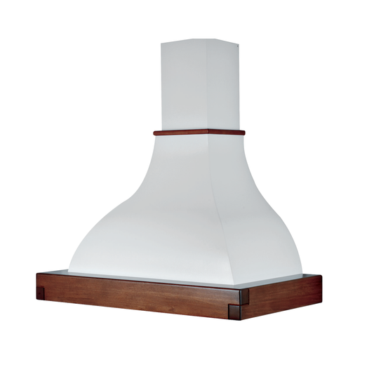 Cappa cucina rustica bianca LALLA con cornice in legno colore tabacco cm 120