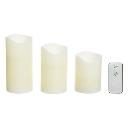 Set 3 Candele Avorio LED IR Ø75xH10-12,5-15cm