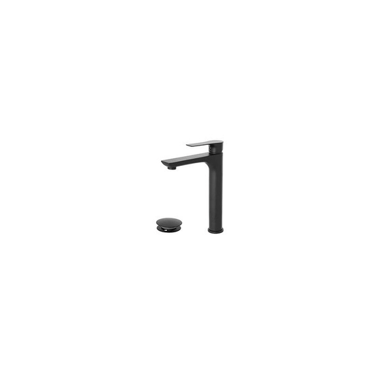 Miscelatore Alto Monocomando Per Lavabo Nero Con Scarico Clic/Clac Linea Flat