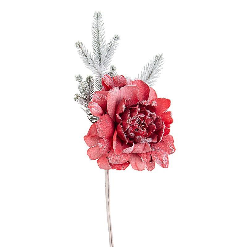 Peonia Lynda Rosso decorazione natalizia h32 cm