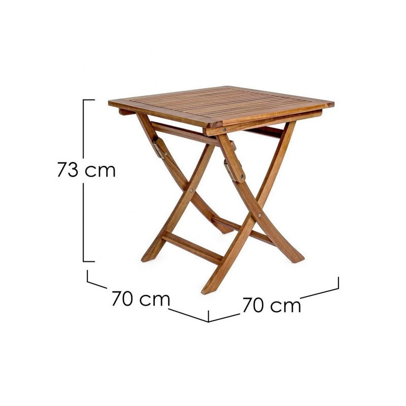 Tavolo Noemi per esterno in legno di acacia pieghevole 70x70x h73 cm Iperbriko