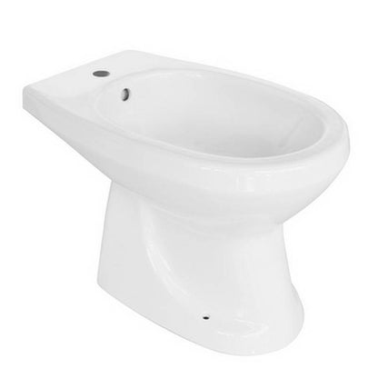 Bidet a terra in porcellana bianca con motivo felce