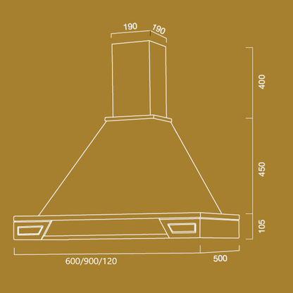 Cappa cucina rustica bianca GINEVRA con cornice in legno intarsio colore cenere cm 90