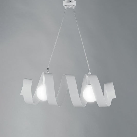 Lampadario moderno a sospensione in ferro due luci Bianco 54x h20 cm