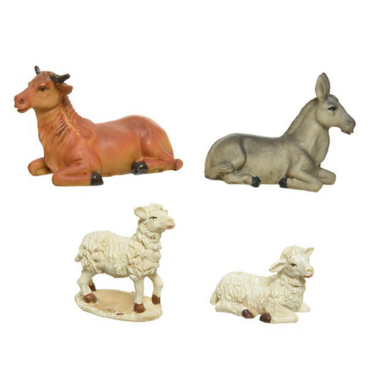 Set di 4 animali per presepe, altezza 3,7 cm