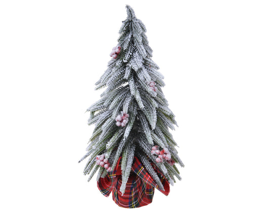 Albero Mini con Bacche Rosse Innevate da Tenere in Casa H 20 x Ø 12 cm