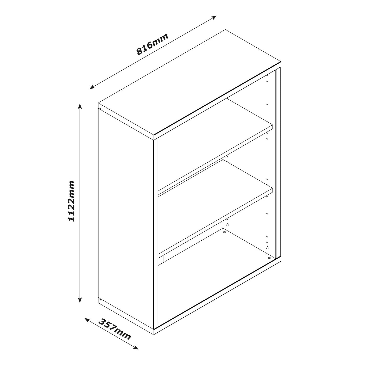 Libreria Bassa con 2 Ripiani Regolabili - Dimensioni: 111.90 cm x 81.60 cm x 35.70 cm