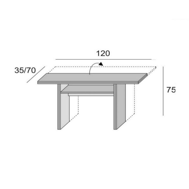 Tavolo consolle ripiegabile Rovere IKEBANA 120x40x h76 cm