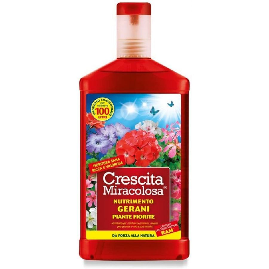 Miracolosa crescita dei gerani con il prodotto da 750 ml