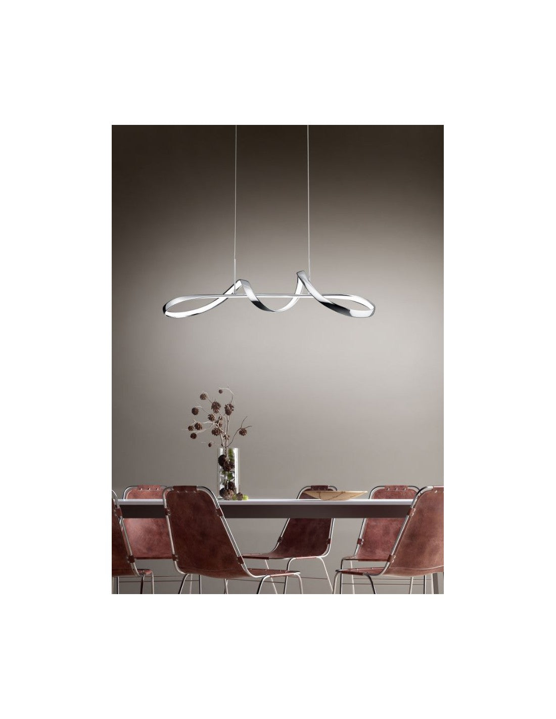 Sospensione Moderna Perugia Design Intreccio Cromo Led Dimmer 4000k Trio Lighting