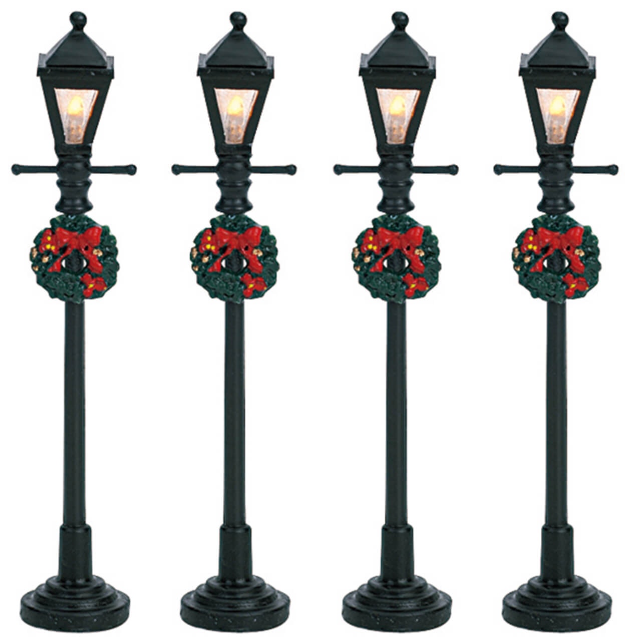 Lemax Set 4 Gas Lantern Street Lamp 4.5V - Set di 4 lampade da strada a gas da 4,5V. per villaggio di Natale