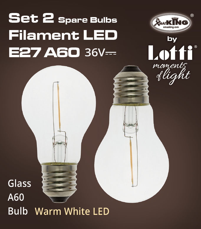 Set 2 Lampada Ricambio E27 36V Goccia Ø60mm Luci di Natale