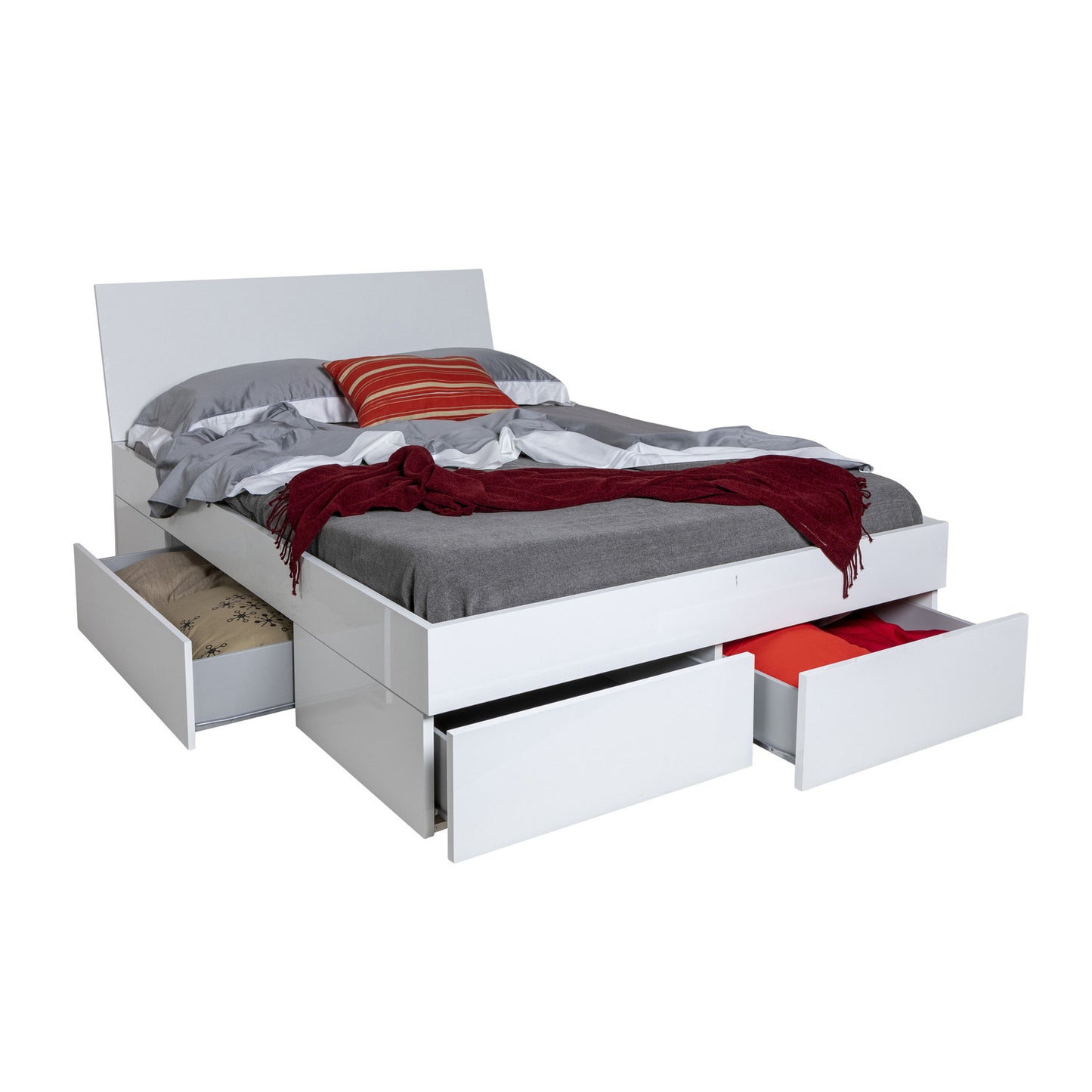 Letto Storage Queen Size con 4 Cassetti 166x220x96H