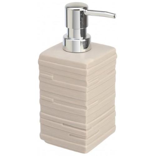 Elegante dispenser di sapone liquido per bagno in ceramica Beige dal design moderno: modello Brik.