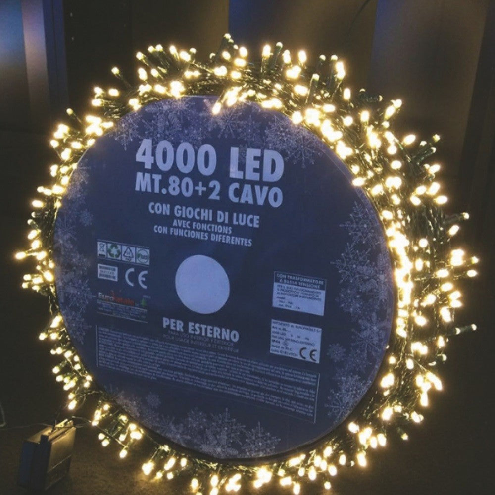 Catena luminosa 4000 Led colore bianco freddo 8 funzioni con giochi di luce per esterno 80 metri Euronatale