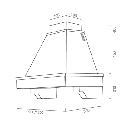 Cappa aspirante BRIDGE in acciaio inox silver e cornice in legno intarsio cm 120