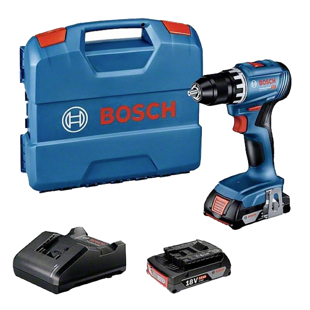 Trapano Avvitatore Bosch Professional 18V/2.0Ah Li-Ion, Movimento Torcente Max 21Nm, 45Nm, Diametro Vite 8mm