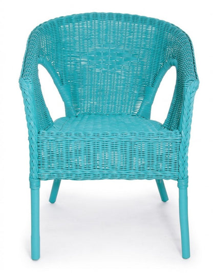 Poltrona Alliss blu in rattan