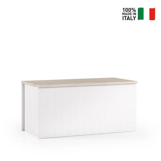 Baule Contenitore Con Chiusura Rallentata bianco, top rovere