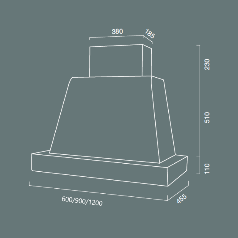 Cappa aspirante BRIO WOOD in acciaio inox silver e cornice in legno cm 90