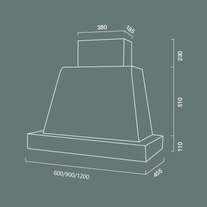 Cappa aspirante BRIO WOOD in acciaio inox silver e cornice in legno cm 90